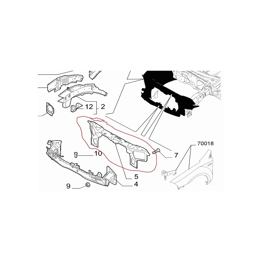 TRAV ANT SUP/BATTICOFANO FIAT CROMA 05--07