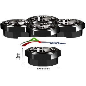 KIT COPRIVALVOLA LOGO (ALFA ) ESAGONALE NERO 4PZ
