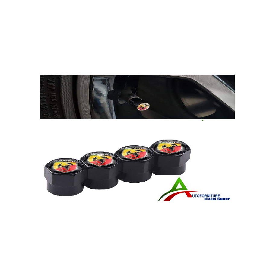 KIT COPRIVALVOLA LOGO (ABARTH) ESAGONALE NERO 4PZ