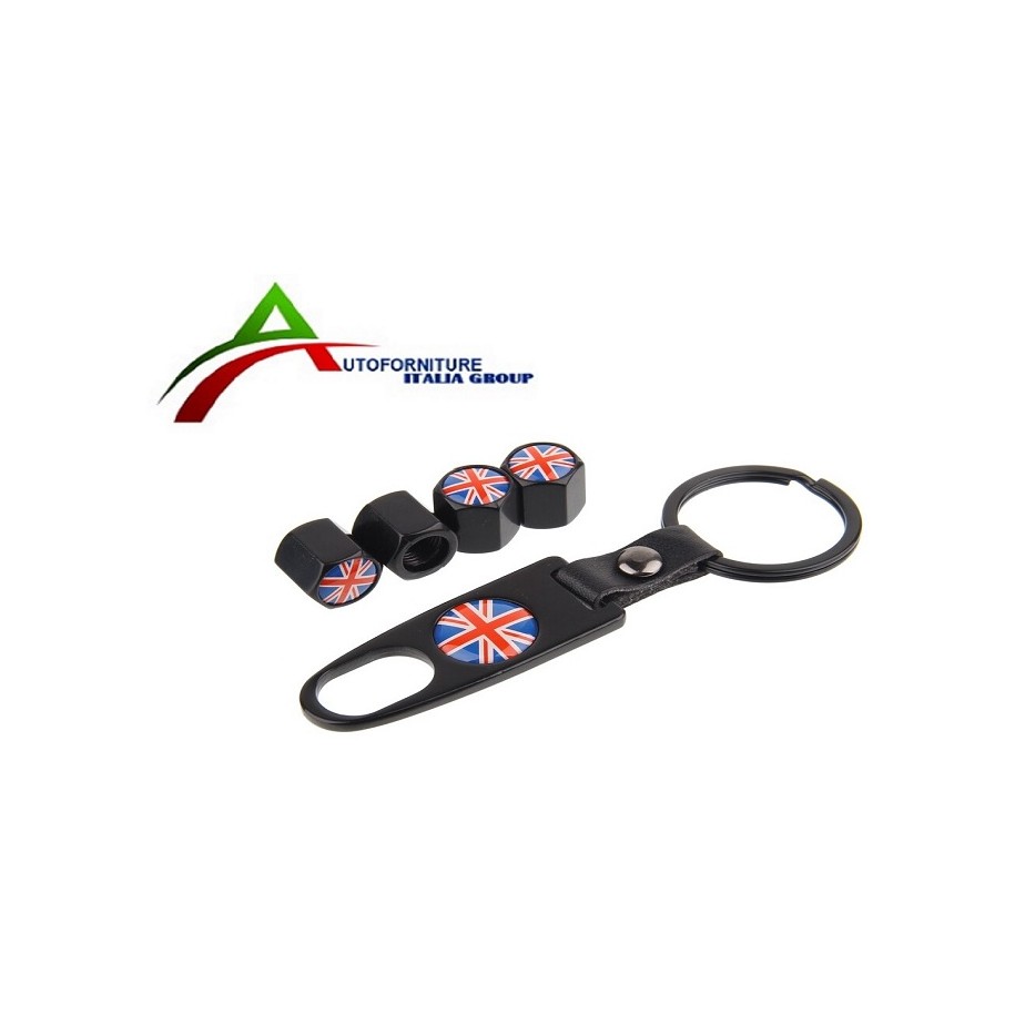 KIT COPRIVALVOLA LOGO (BRITISH)NERO C/PORTACHIAVI