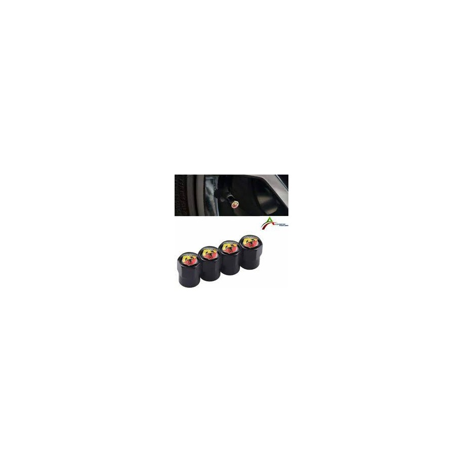 KIT COPRIVALVOLA C/LOGO ABARTH TONDO NERO 4PZ
